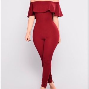 Ashtyn Flounce Jumpsuit burgundy